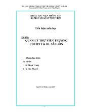 Quản lý thư viện trường Cao đẳng văn hóa nghệ thuật và du lịch Sài Gòn