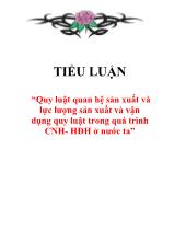 Quy luật quan hệ sản xuất và lực lượng sản xuất và tận dụng quy luật trong quá trình Công nghiệp hóa- Hiện đại hóa ở nước ta