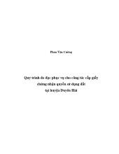 Quy trình đo đạc phục vụ cho công tác cấp giấy chứng nhận quyền sử dụng đất tại huyện Duyên Hải