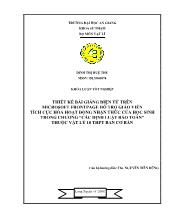 Thiết kế bài giảng điện tử trên Microsoft Frontpage hỗ trợ giáo viên tích cực hóa hoạt động nhận thức của học sinh trong chương “các định luật bảo toàn” thuộc vật lý 10 trung học phổ thông ban cơ bản