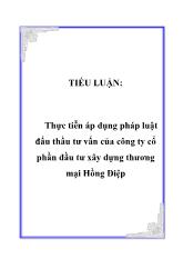 Thực tiễn áp dụng pháp luật đấu thầu tư vấn của công ty cổ phần đầu tư xây dựng thương mại Hồng Điệp