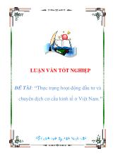 Thực trạng hoạt động đầu tư và chuyển dịch cơ cấu kinh tế ở Việt Nam