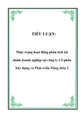 Thực trạng hoạt động phân tích tài chính doanh nghiệp tại công ty Cổ phần Xây dựng và Phát triển Nông thôn 2