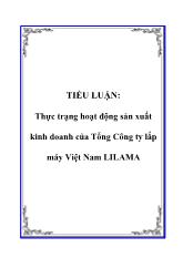 Thực trạng hoạt động sản xuất kinh doanh của Tổng Công ty lắp máy Việt Nam LILAMA