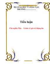Tiểu luận Chủ nghĩa Mác – Lênin về giá trị thặng dư