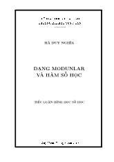 Tiểu luận Dạng Modunlar và hàm số học