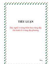 Tiểu luận Dạy nghề ở nông thôn theo từng đặc thù kinh tế ở từng địa phương
