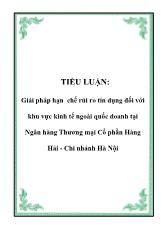 Tiểu luận Giải pháp hạn chế rủi ro tín dụng đối với khu vực kinh tế ngoài quốc doanh tại Ngân hàng Thương mại Cổ phần Hàng Hải - Chi nhánh Hà Nội