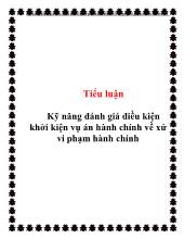 Tiểu luận Kỹ năng đánh giá điều kiện khởi kiện vụ án hành chính về xử vi phạm hành chính