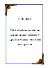 Tiểu luận Một số biện pháp nhằm nâng cao hiệu quả sử dụng vốn tại công ty Alpha Nam Nhà máy cơ khí thiết bị điện Alpha Nam