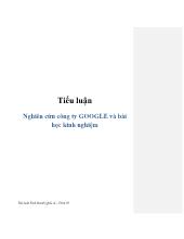 Tiểu luận Nghiên cứu công ty GOOGLE và bài học kinh nghiệm