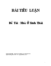 Tiểu luận Nhà ở sinh thái