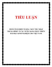 Tiểu luận Phân tích hiện tượng “bẫy thu nhập trung bình” ở các nước đang phát triển. Bài học kinh nghiệm cho Việt Nam