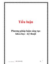 Tiểu luận Phương pháp luận sáng tạo khoa học -Kỹ thuật