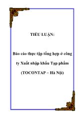 Tiểu luận Thực tập tổng hợp ở công ty Xuất nhập khẩu Tạp phẩm (TOCONTAP – Hà Nội)