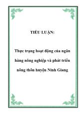 Tiểu luận Thực trạng hoạt động của ngân hàng nông nghiệp và phát triển nông thôn huyện Ninh Giang