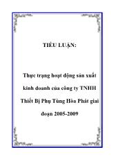 Tiểu luận Thực trạng hoạt động sản xuất kinh doanh của công ty trách nhiệm hữu hạn Thiết Bị Phụ Tùng Hòa Phát giai đoạn 2005-2009