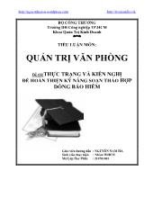 Tiểu luận Thực trạng và kiến nghị để hoàn thiện kỹ năng soạn thảo hợp đồng bảo hiểm
