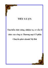 Tiểu luận Tìm hiểu chức năng, nhiệm vụ, cơ cấu tổ chức của công ty Thương mại Cổ phần Chuyển phát nhanh Nội Bài