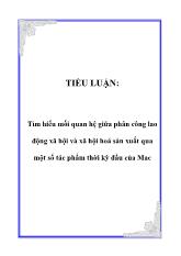 Tiểu luận Tìm hiểu mối quan hệ giữa phân công lao động xã hội và xã hội hoá sản xuất qua một số tác phẩm thời kỳ đầu của Mac
