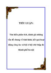 Tiểu luận Tìm hiểu phân tích, đánh giá những vấn đề chung về tình hình, kết quả hoạt động công tác xã hội ở hội chữ thập đỏ thành phố Hà Nội