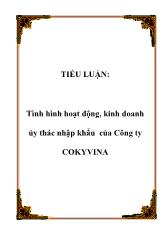 Tiểu luận Tình hình hoạt động, kinh doanh ủy thác nhập khẩu của Công ty COKYVINA