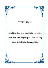 Tiểu luận Tình hình thực hiện hạch toán các nghiệp vụ kế toán và Công tác phân tích các hoạt động kinh tế của doanh nghiệp