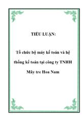 Tiểu luận Tổ chức bộ máy kế toán và hệ thống kế toán tại công ty trách nhiệm hữu hạn Mây tre Hoa Nam