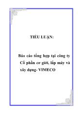 Tiểu luận Tổng hợp tại công ty Cổ phần cơ giới, lắp máy và xây dựng- VIMECO