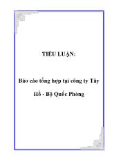 Tiểu luận Tổng hợp tại công ty Tây Hồ - Bộ Quốc Phòng