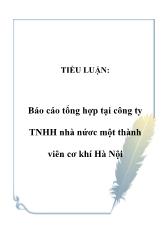 Tiểu luận Tổng hợp tại công ty trách nhiệm hữu hạn nhà nước một thành viên cơ khí Hà Nội