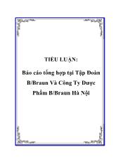 Tiểu luận Tổng hợp tại tập đoàn B/Braun và công ty dược phẩm B/Braun hà nội