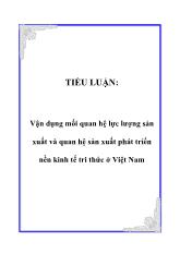 Tiểu luận Vận dụng mối quan hệ lực lượng sản xuất và quan hệ sản xuất phát triển nền kinh tế tri thức ở Việt Nam