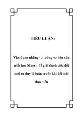 Tiểu luận Vận dụng những tư tưởng cơ bản của triết học Macxit để giải thích việc đổi mới tư duy lý luận trước khi đổi mới thực tiễn
