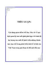 Tiểu luận Vận dụng quan điểm triết học Mác xít về quy luật quan hệ sản xuất phải phù hợp với trình độ lực lượng sản xuất để phát triển những thành tựu, hạn chế trong phát triển kinh tế xã hội của Việt Nam trong giai đoạn từ đổi mới đến nay