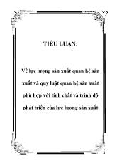 Tiểu luận Về lực lượng sản xuất quan hệ sản xuất và quy luật quan hệ sản xuất phù hợp với tính chất và trình độ phát triển của lực lượng sản xuất