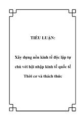 Tiểu luận Xây dựng nền kinh tế độc lập tự chủ với hội nhập kinh tế quốc tế Thời cơ và thách thức