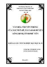 Văn hóa truyền thống của người Ê-Đê, xã Eabar huyện sông Hinh, tỉnh Phú Yên