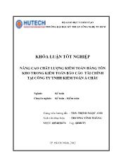 Báo cáo Nâng cao chất lượng kiểm toán hàng tồn kho trong kiểm toán tài chính tại công ty TNHH kiểm toán Á Châu
