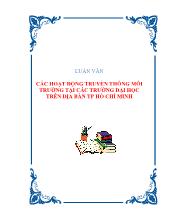 Các hoạt động truyền thông môi trường tại các trường Đại học trên địa bàn thành phố Hồ Chí Minh