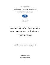 Chiến lược đối với sản phẩm của thương hiệu gà rán KFC tại Việt Nam