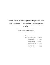 Chính sách đối ngoại của Việt Nam với ASEAN trong tiến trình gia nhập tổ chức giai đoạn 1991-1995