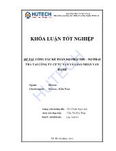 Đề tài Công tác kế toán nợ phải thu - Nợ phải trả tại công ty cổ phần tư vấn và giao nhận Vạn Hạnh