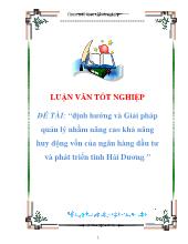 Đề tài Định hướng và Giải pháp quản lý nhằm nâng cao khả năng huy động vốn của ngân hàng đầu tư và phát triển tỉnh Hải Dương