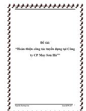 Đề tài Hoàn thiện công tác tuyển dụng tại Công ty cổ phần May Sơn Hà