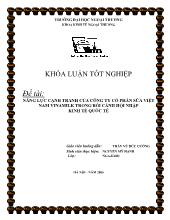 Đề tài Năng lực cạnh tranh của công ty cổ phần sữa Việt Nam vinamilk trong bối cảnh hội nhập kinh tế quốc tế