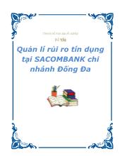 Đề tài Quản lí rủi ro tín dụng tại SACOMBANK chi nhánh Đống Đa