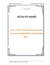 Đồ án Thực trạng hoạt động kinh doanh của chi nhánh Ngân hàng nông nghiệp & Phát triển nông thôn chi nhánh Bách Khoa