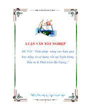 Giải pháp nâng cao hiệu quả huy động và sử dụng vốn tại Ngân hàng Đầu tư & Phát triển Hà Giang