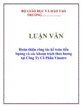 Hoàn thiện công tác kế toán tiền lương và các khoản trích theo lương tại Công Ty Cổ Phần Vinatro